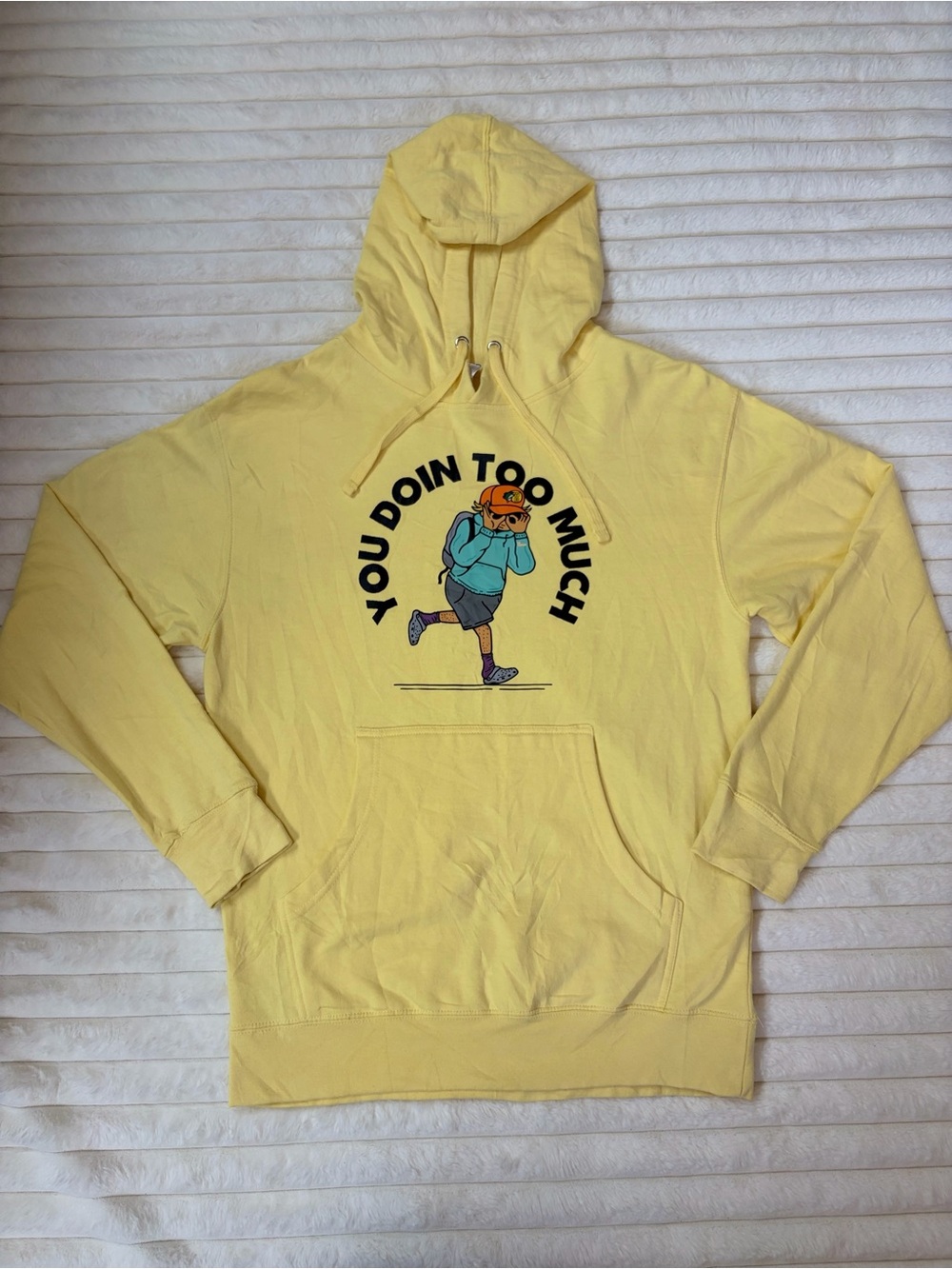 Yellow Graphic Hoodie Sweatshirt - You Doin Too Much